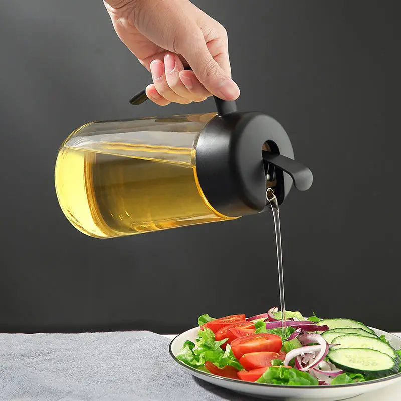 

600ML Automatic Opening and Closing Oil Bottle Glass Leakproof Large Tank Kitchen Supplies Seasoning Soy Sauce Vinegar Bottle