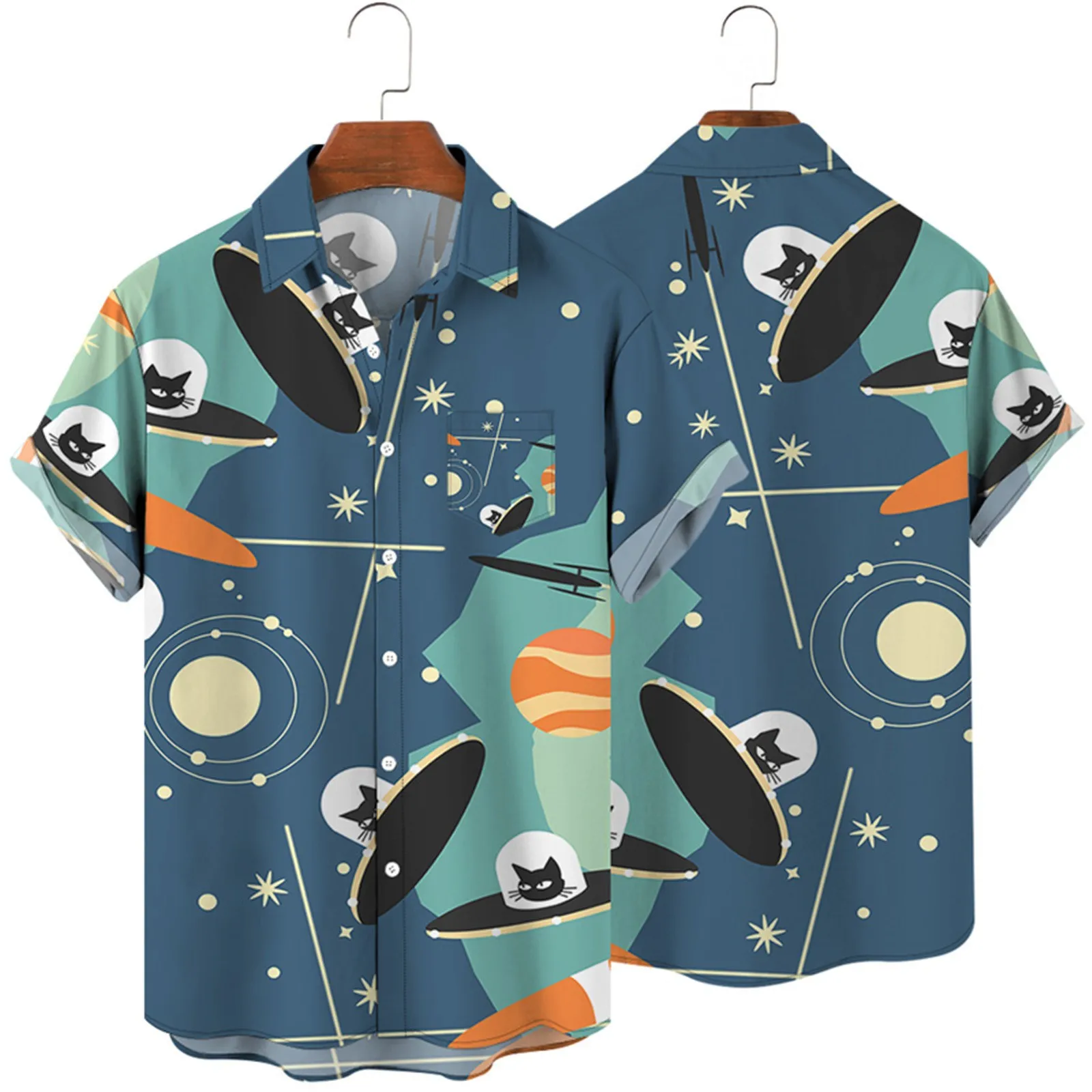 

Mens Printed Hawaiian Shirts Short Sleeve Button Down Beach Shirts Wine T