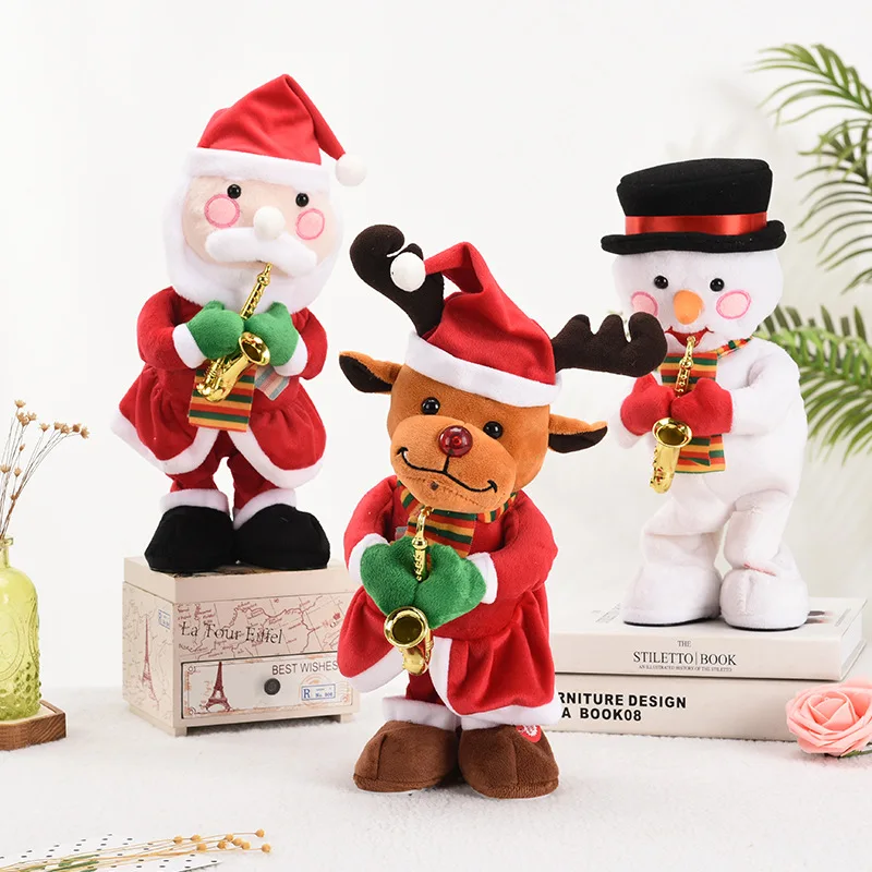 

anime Plush electric toys Christmas dolls will dance will sing robot Santa Claus holiday gifts bebe toys