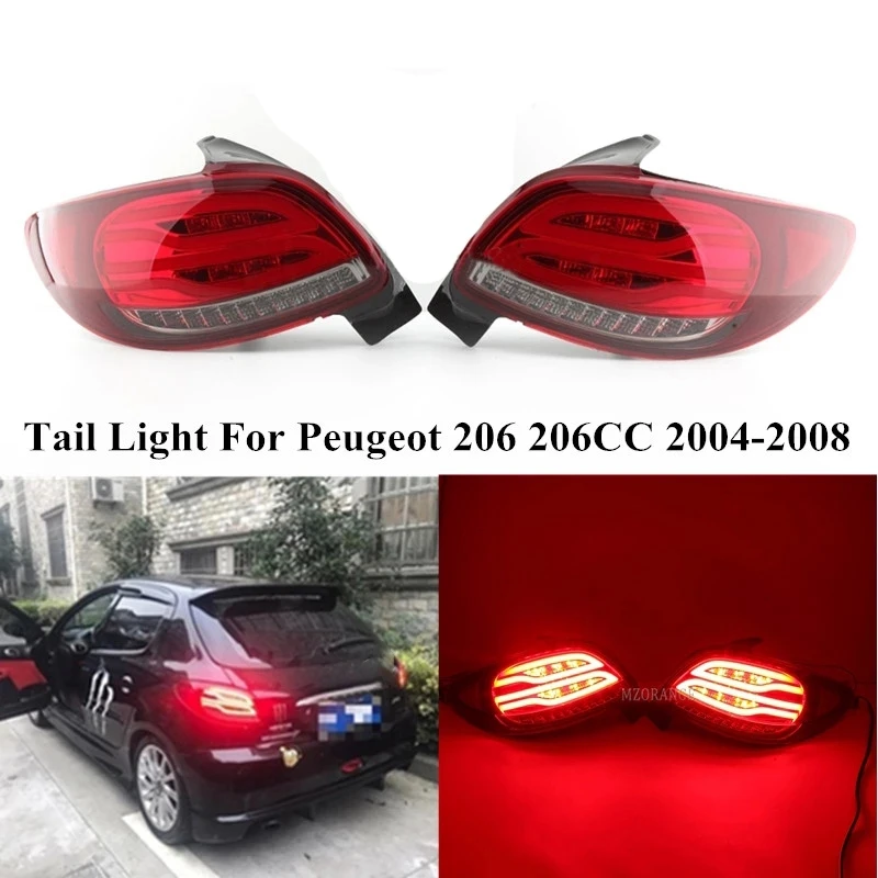 

Car LED Red Tail Light Rear Turn Signal Brake Stop Bumper Fog Lamp For Peugeot 206 206CC 2004 2005 2006 2007 2008