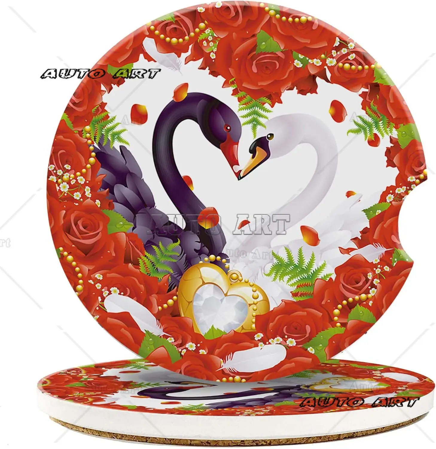 Автомобильный подстаканник Подставки Розовое сердце Пара лебедей Автомобильная