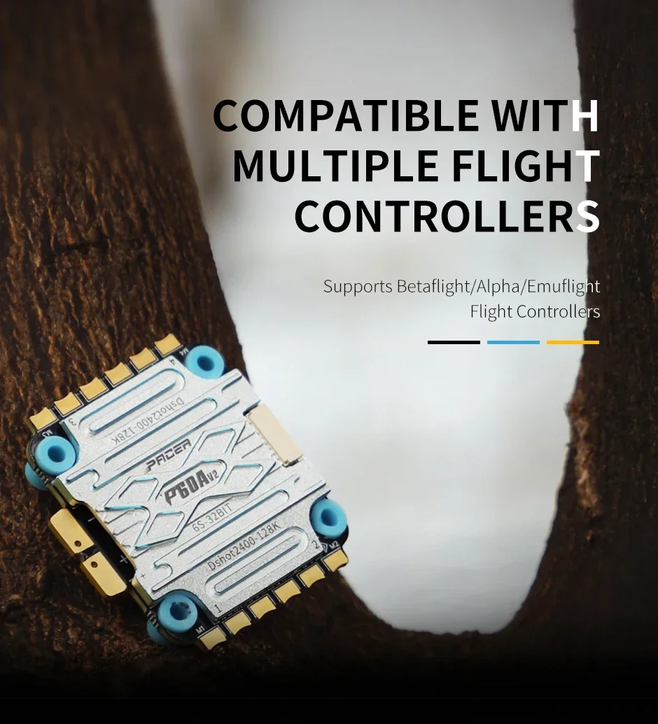 Регулятор скорости DP T-Motor P60A V2 4-в-1 ESC 3-6S BLHELI_32 32-бит DSHOT2400 128 кГц - 30.5×30.5 ммM3 для 5-7-дюймовых FPV дронов (фристайлгонкикинотехникаLR) (art.: 3920d4e272ed7) - 3920d4e272ed7