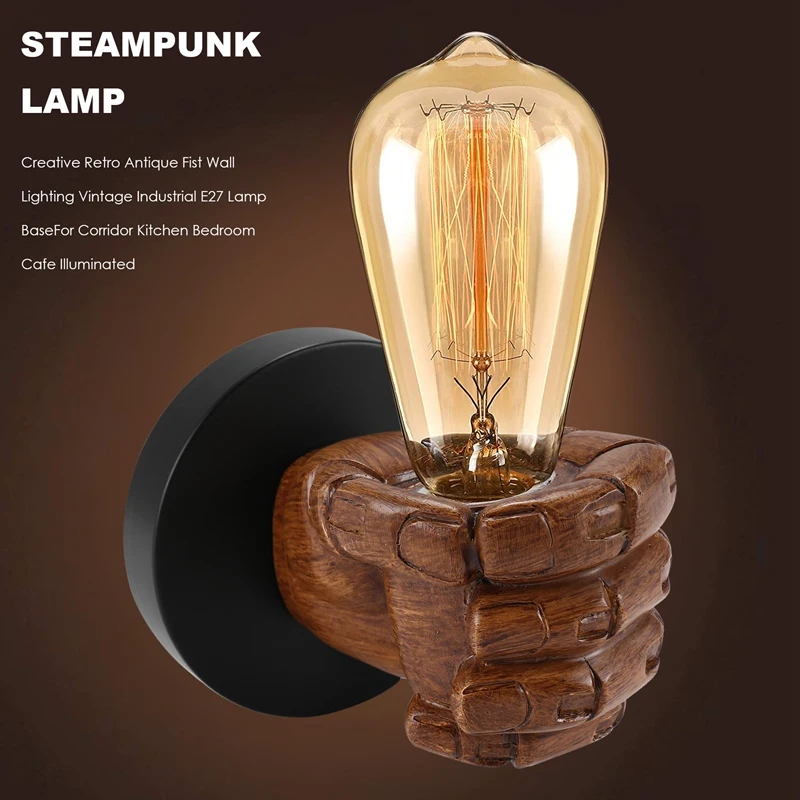 

Креативное Ретро Античное настенное освещение в виде кулака, винтажное Промышленное Освещение E27, осветительная база для коридора, кухни, с...