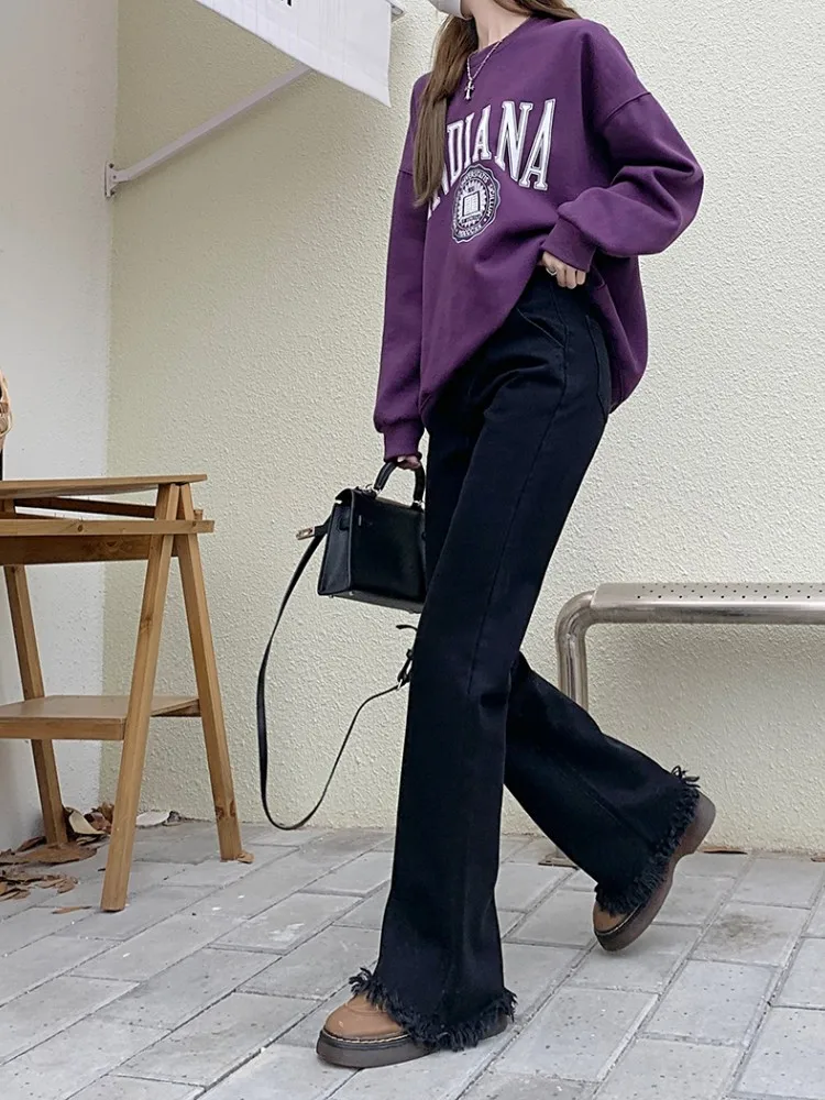 Женские винтажные джинсы-клеш длинные расклешенные брюки на пуговицах весна 2023