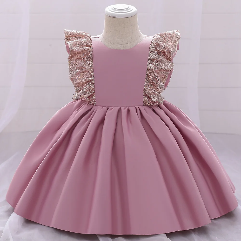 

High Quality Sequins Bridesmaid Wedding Dress Kids Dresses for Girls Children Prom Evening Princess Bow Birthday Party Clothes