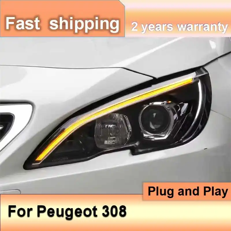 Автомобильные аксессуары для фар Peugoet 308 2014-2021 408r головка светильник DRL сигнал