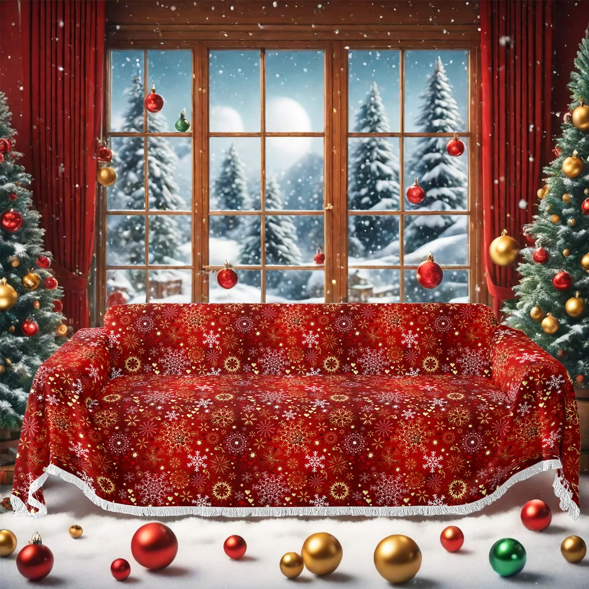 

Рождественский чехол для дивана из полиэстера