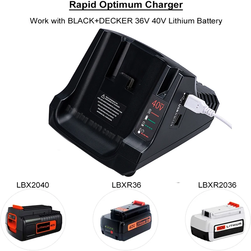 

Suitable for Black & Decker lithium battery charger LCS36 LCS40 black and Decker 36V 40V with dual USB hight quality