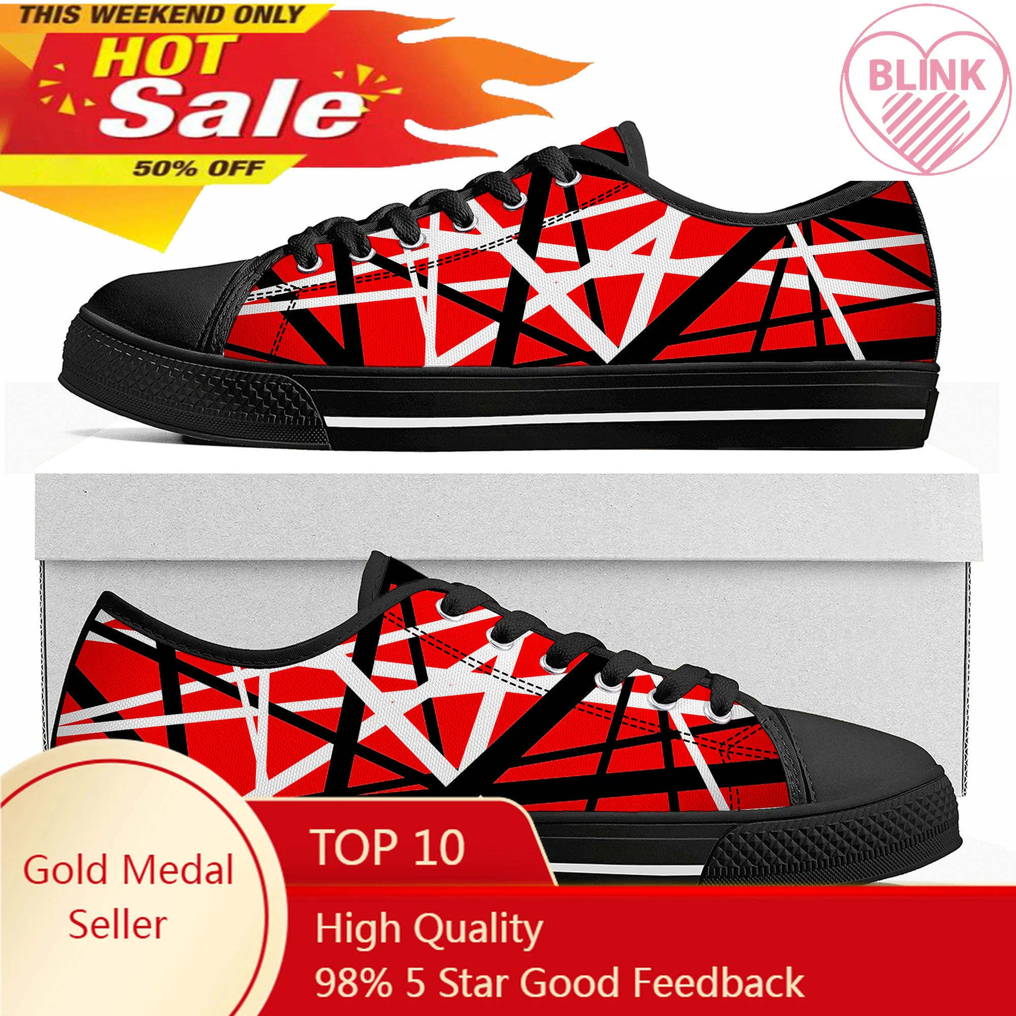 

Van Evh 1984 Stripes Halen Low Top High Quality Sneakers Mens Women Teenager Canvas Sneaker 5105 Casual Couple Shoes Custom Shoe