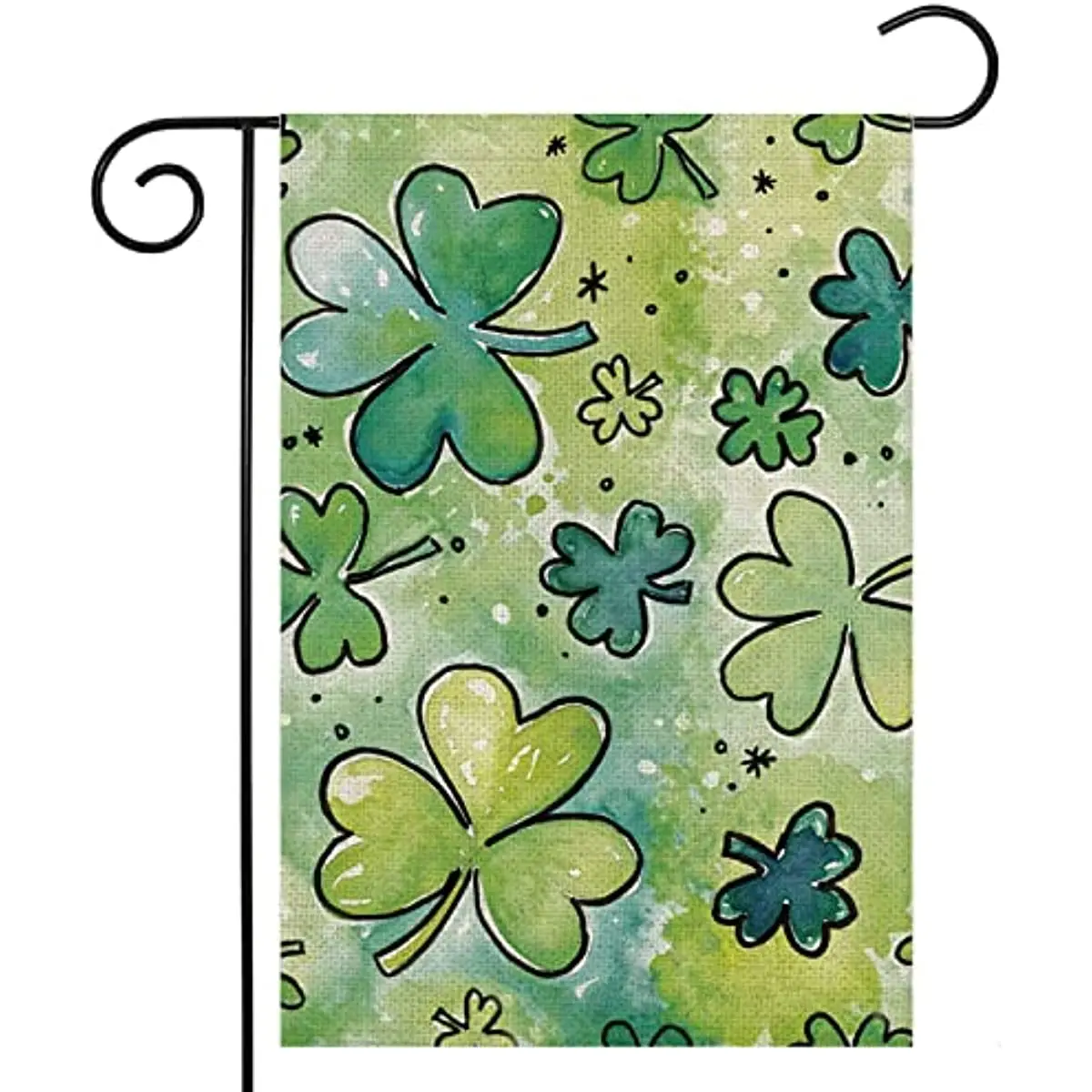 

St Patricks Day Garden Flag for Outdoor,Watercolor Shamrock Clover Small Yard Flag,Spring Saint Patrick Decors Outside Farmhouse