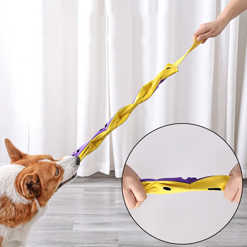 2023 Fun Pet Toy Snake Shape Corduroy Chew Toy for Dogs Puppy Squeaker Squeaky Plush Dog Toy Pet Training Dog Accessories