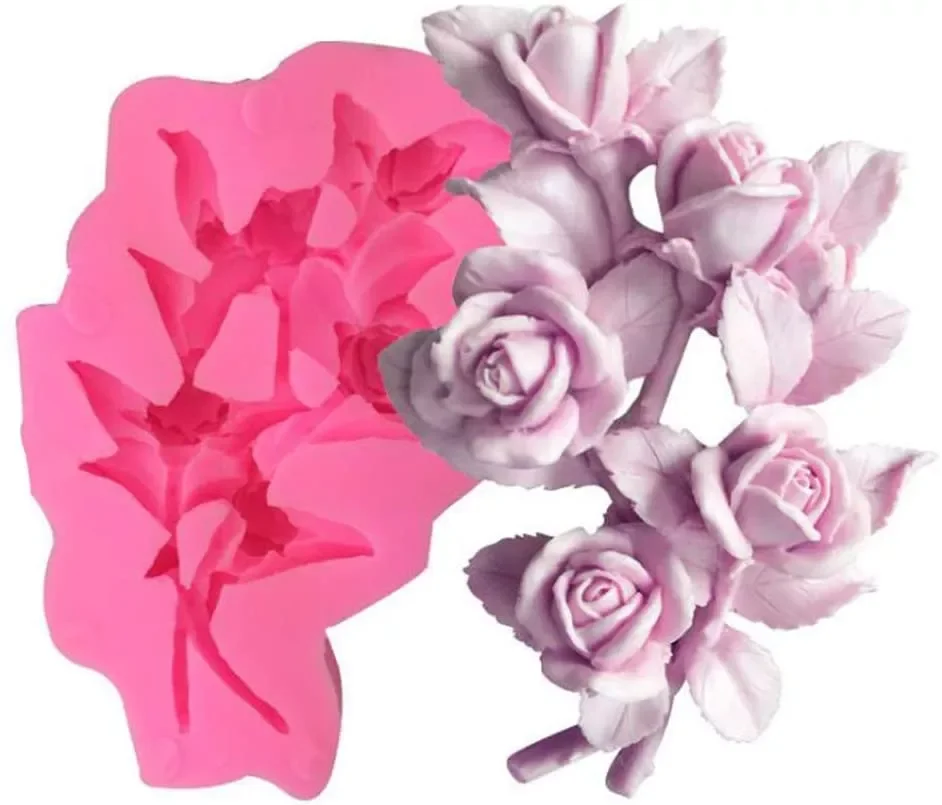 

NEW2023 Sugarcraft Rose Flower Silicone Mold DIY 3D Fondant Mold Cupcake Cake Decorating Tools Cookie Polymer Clay Baking Soap M
