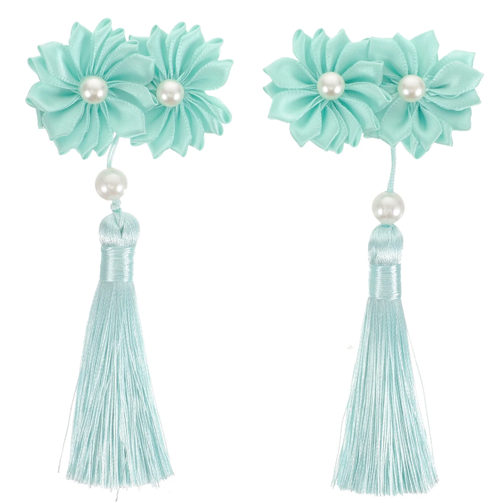 

Женские заколки-пряжки для волос, милые заколки Qipao с цветами, женские заколки с кисточками, тканевые женские кавайные