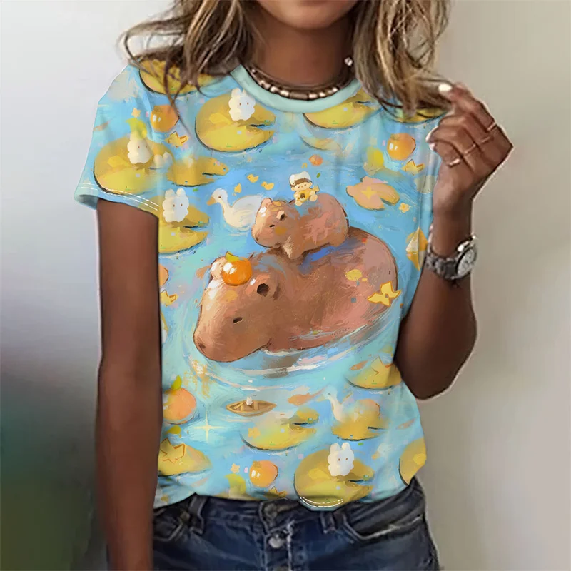 Милая футболка с 3D принтом выдры для женщин футболки рисунком журавля и животных