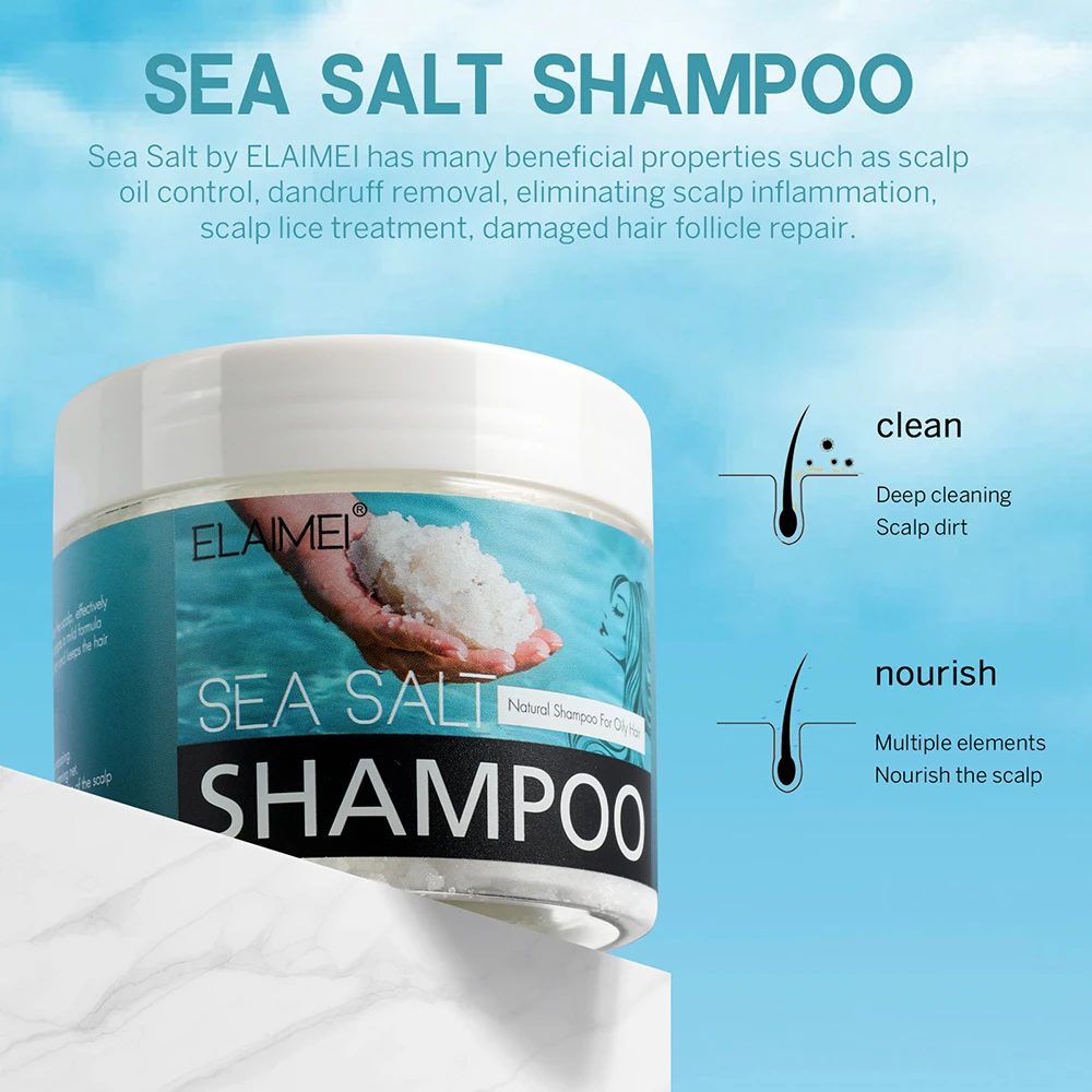 

Natural Sea Salt Shampoo Hair Treatment Scrub Scalp Exfoliating Treatment Shampoo & Conditioner Hair Care Products 200g DIN889