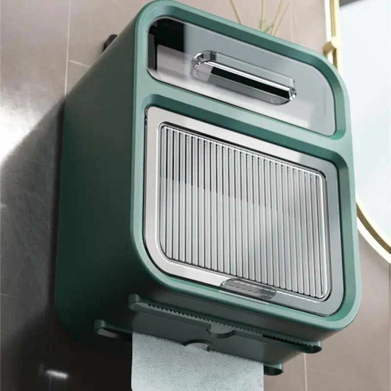 

Mount Toilet Tissue Box Paper Holder Waterproof Punch-free Bathroom Shelf Storage Box Kitchen Paper Storage Rack Paper Holder