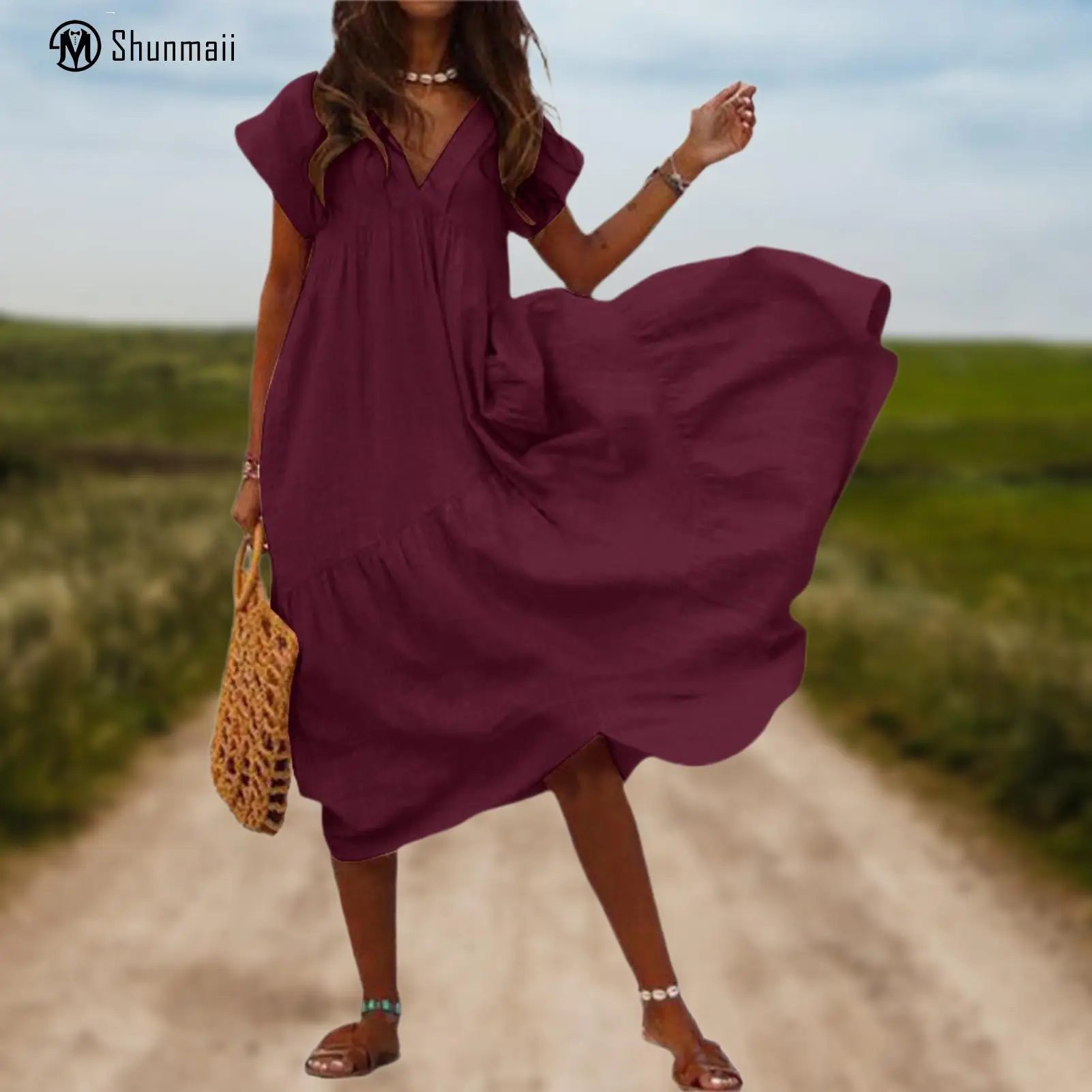 

Женское простое платье оверсайз с асимметричным подолом, ТРАПЕЦИЕВИДНОЕ Повседневное платье, однотонный пуловер с высокой талией, Элегантное повседневное платье для поездок