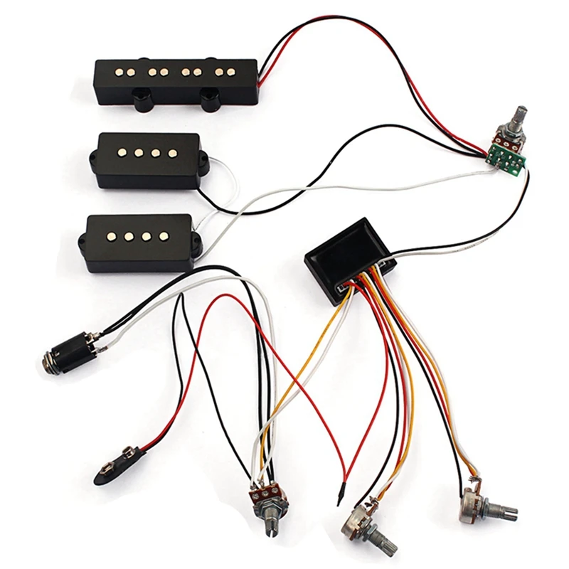 

2X 3 Band Equalizer EQ Preamp Circuit Bass Guitar Tone Control Wiring Harness And JP Pickup Set For Active Bass Pickup