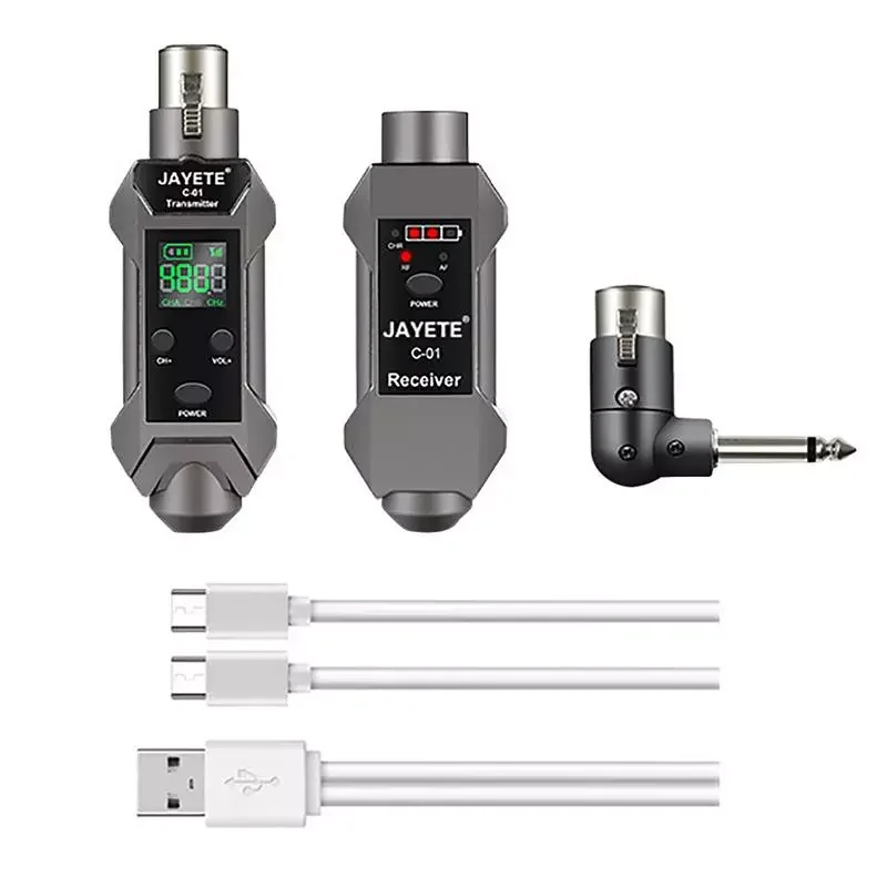 

NEW2023 1Pair Plug-on Microphone Wireless System XLR Transmitter And Receiver Adapter With Rechargeable 3.7V 14500 Battery Drop