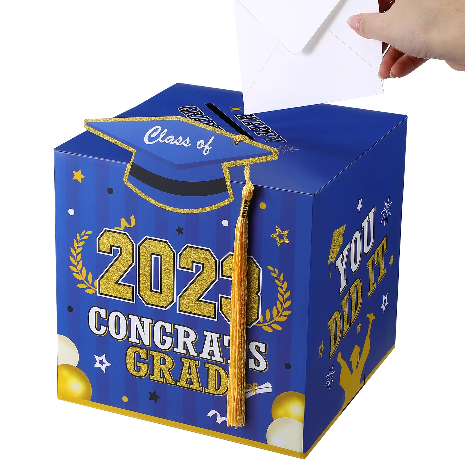 

Blue Party Supplies Graduation Boxes 2023 Decorate Congrats Grad Decorations Paper Grad Holder Graduation Cards Box