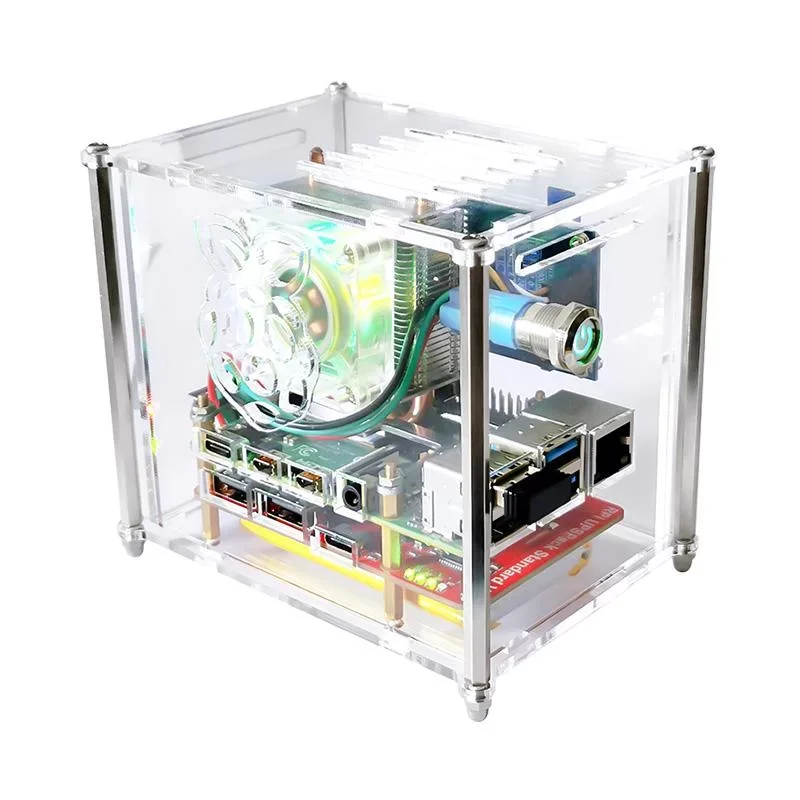 ICE Tower Cooling Tan Kit for Raspberry Pi 4B  with 2'' IPS LCD Screen240*320 Full View Colorful LED Monitor UPS Power Supply