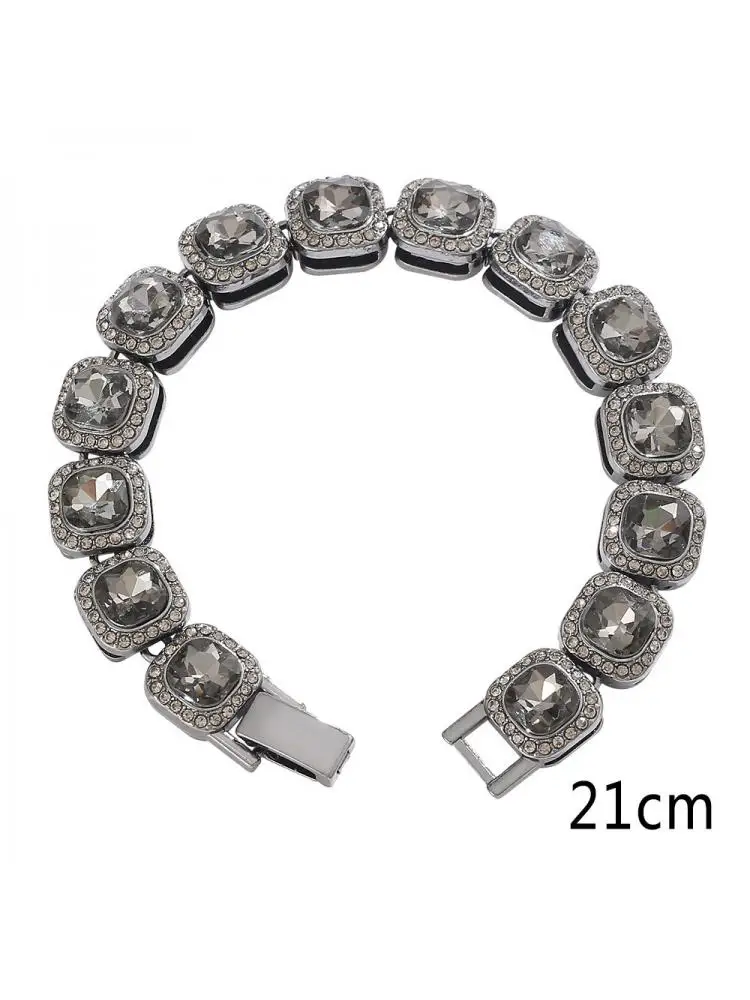 Ошейник для собак и кошек теннисная цепь с квадратными кристаллами 12 мм