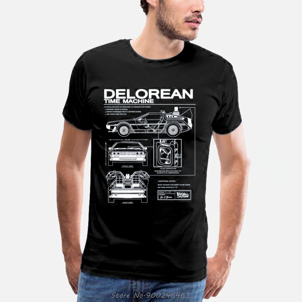 

Back To The Future Delorean Schematic DMC-12 T-Shirt Print Car T Shirt Men Motorcycle Cotton TShirt Summer Vintage HipHop Tees