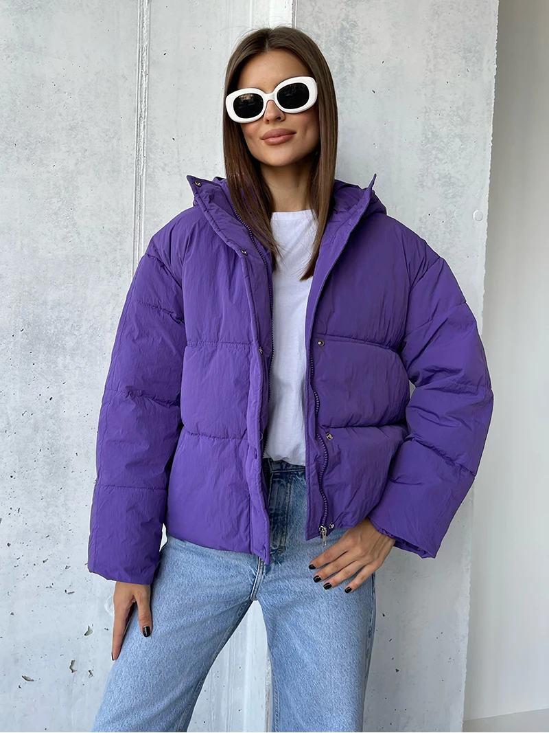 

Short Parkas Winter Jacket Women Vintage Warm Quilted Cotton Parka Jacket Women Zip Outerwear Oversize Hooded Parkas For Women