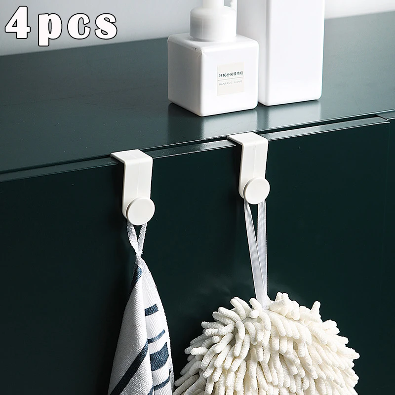 

4Pcs Multi-Functional Punch Free Seamless Door Hooks Portable Clothes Hat Hanger Home Kitchen Bathroom Cabinet Towel Rack Holder