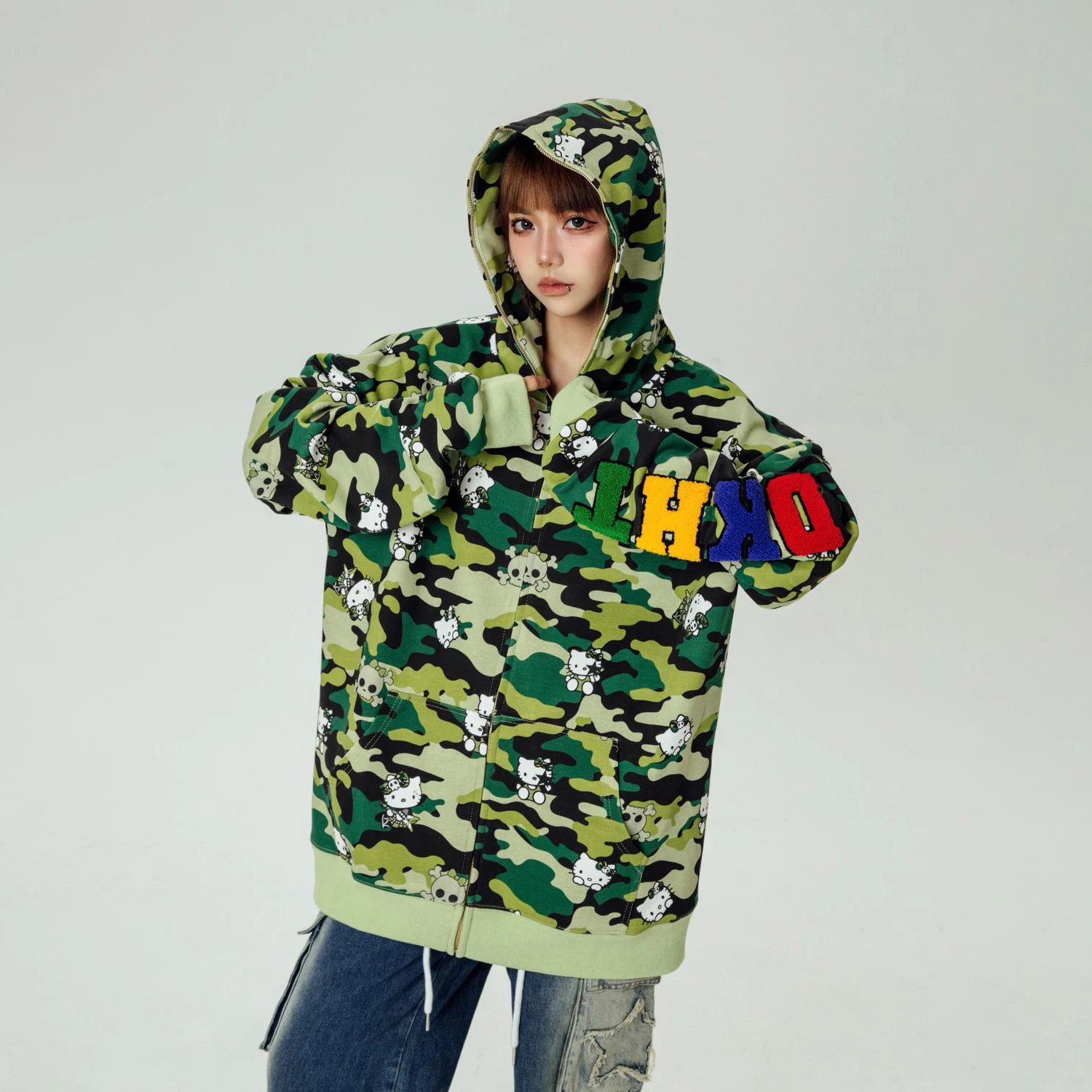 

Anime Kawaii Sanrio Hello Kitty Women's Sweater Autumn Winter New Printed Hooded Top Loose and Versatile Korean Couple Clothing