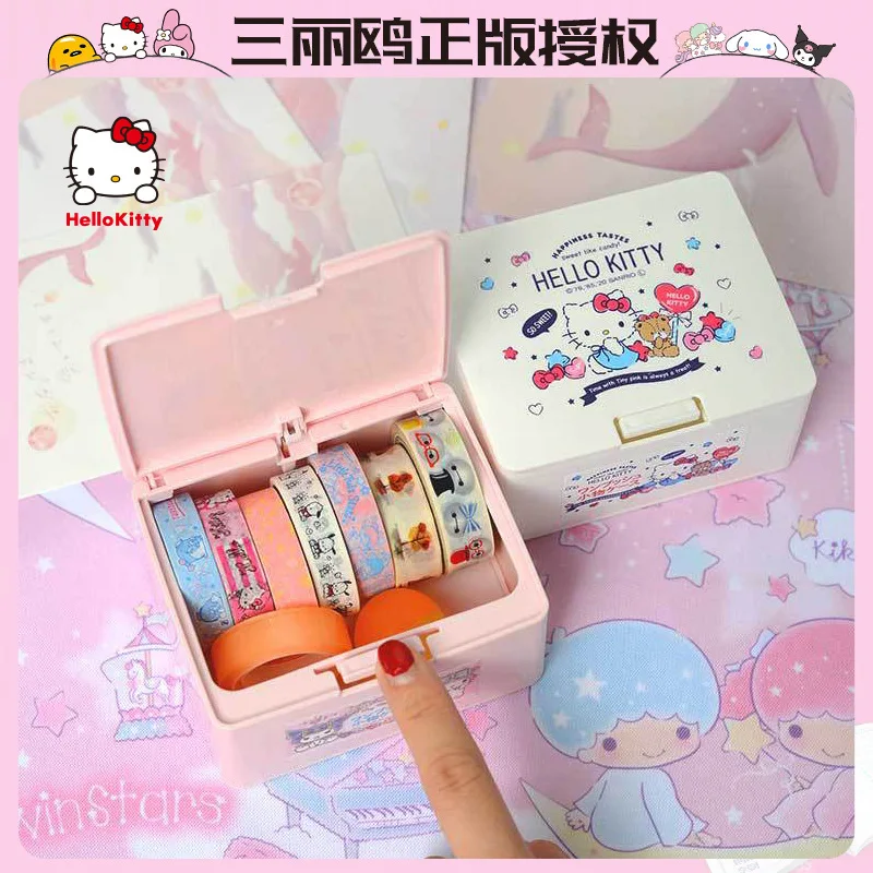 

Kawaii Sanrio My Melody Cinnamoroll Travel Jewelry Organizer Removable Storage Box Kt Portable Ring Necklace Case Gift Toy