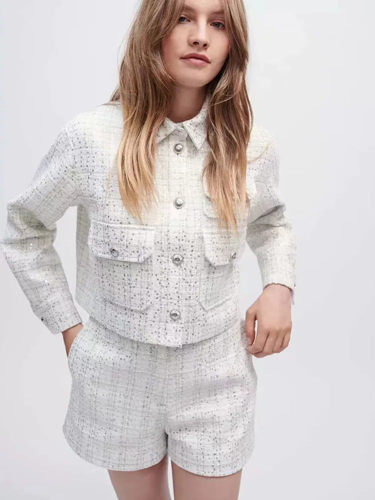 

Новое поступление, Женская куртка, Ранняя весна-осень, женские топы, украшенные блестками, французское винтажное зимнее пальто для женщин