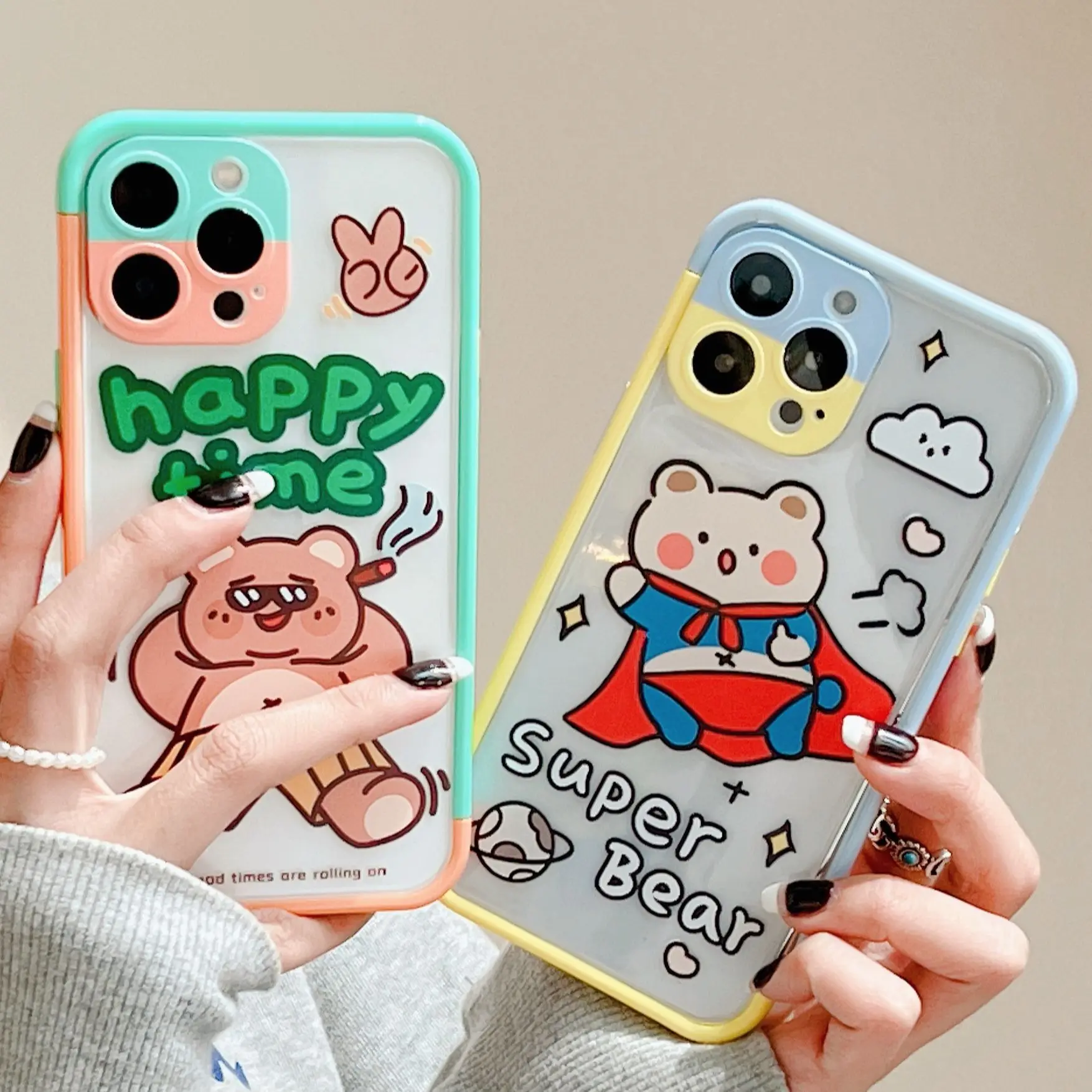 

For iPhone 13 Pro Max Case Funny Cartoon Bumper Cover For iPhone X XR XSMax Shockproof Back Shell For iphone 11 12 Pro Max Cases
