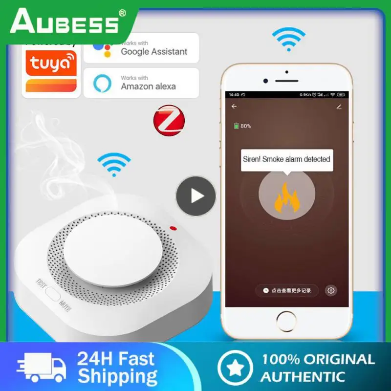 

9v Smart Fire Alarm App Control Smoke Sensor Safety Prevention Zigbee Progressive Sound Photoelectric Work With Tuya Zigbee Hub