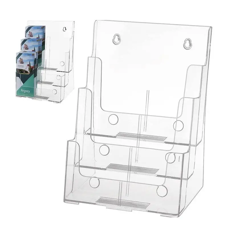 

Brochure Display Holder Clear Acrylic Pamphlet Holder A4 Paper Organizer Office Stationery Desk Rack Trade Show Supplies