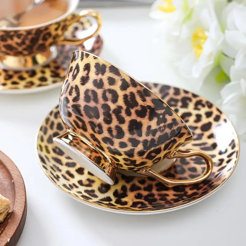 Кофейная чашка с леопардовым принтом в стиле ретро европейский набор чашек для