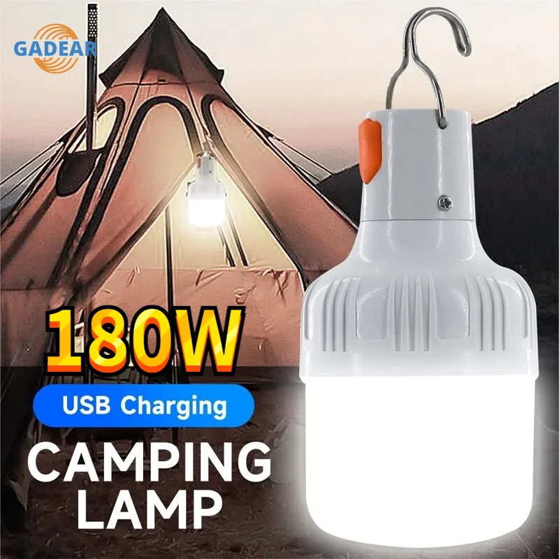 

180W/80W Portable Tent Lamp Battery Lantern BBQ Camping Light Outdoor Bulb USB LED Emergency Lights for Patio Porch Garden