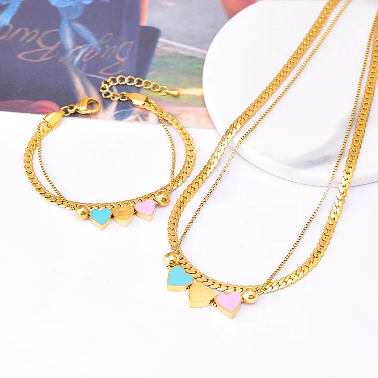 

Комплект из двух цепочек в виде сердца из титановой стали