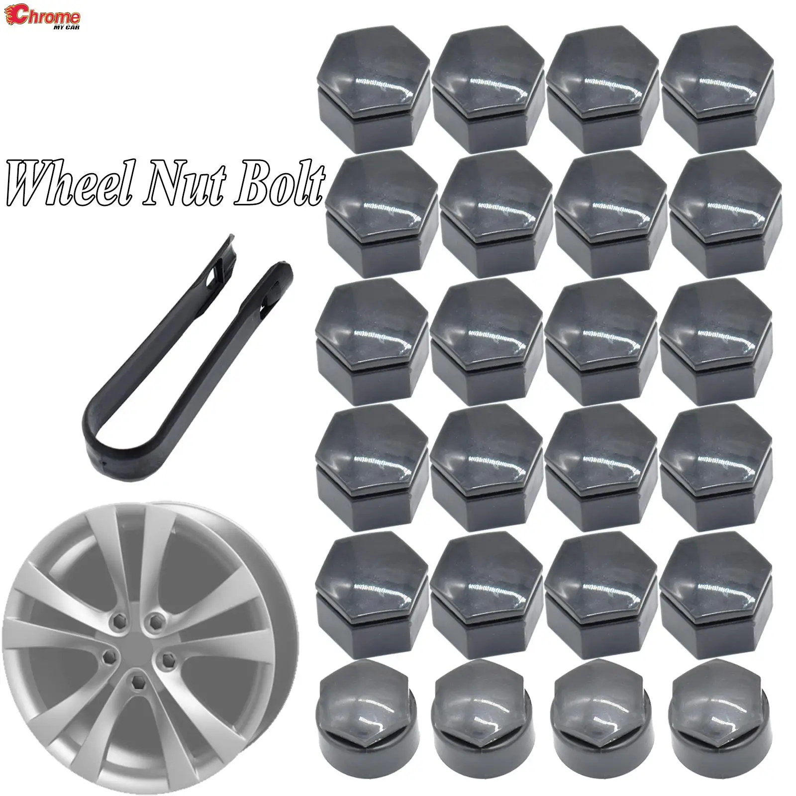 

24x 22 мм серые колпачки для колесных гаек со съемником для Opel Vauxhall Holden Insignia Chevrolet Vectra Buick Regal 2010-2017