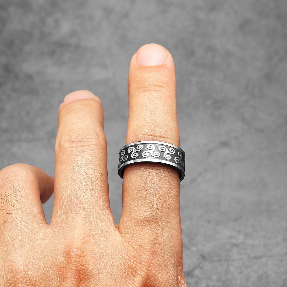 Викинг с кельтским узлом Ретро Черные мужские кольца из нержавеющей стали Панк