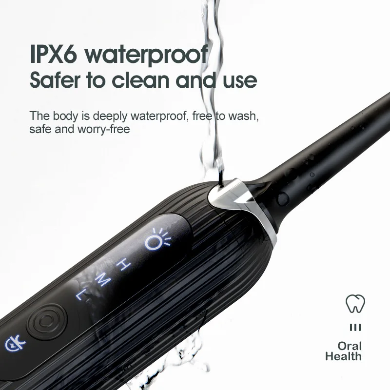 Электрическая звуковая зубная щетка IPX6 водонепроницаемая для отбеливания зубов