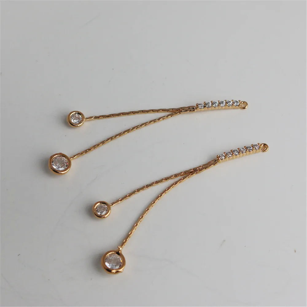 

14K gold inlaid zircon double-strand pendant 48mm earring pendant diy jewelry earring accessories