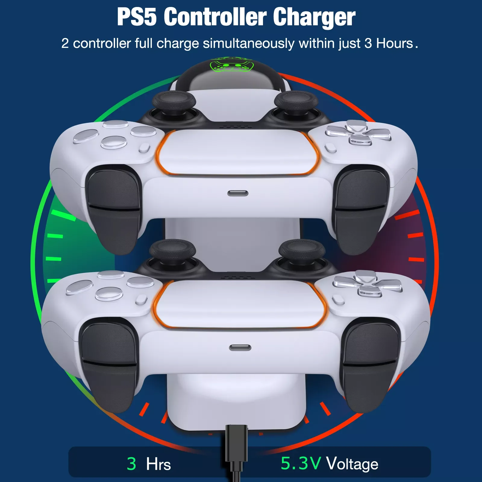 

NEW2023 Dual Fast Charger Wireless Controller Type-C Charging Dock Station Joystick Accessories