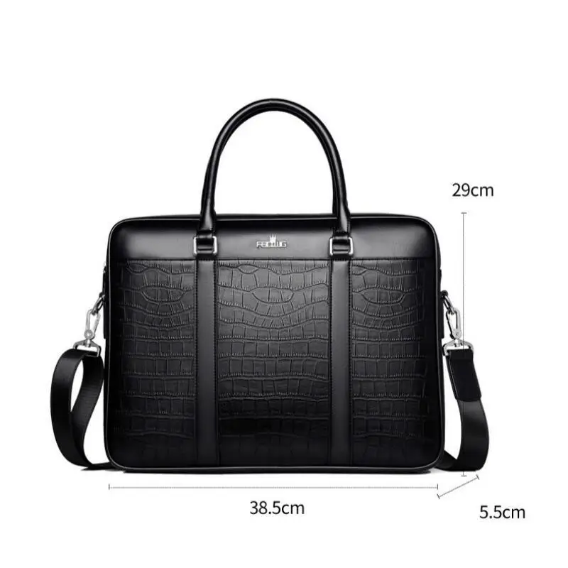 Oyixinger Men's Bag Fashion Business Briefcase For Men Crocodile Pattern Leather Handbag For 14inch Laptop Casual Shoulder Bags images - 6