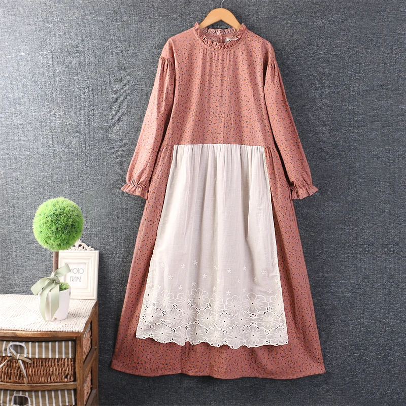 

Spring New Floral Dress Women Long Sleeve Round Neck Casual Midi Dress Z3579