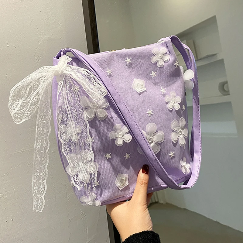 

2022 Casual Lace Flower Handbags Luxury Summer Crossbody Shoulder Bags For Women Sac A Main Femme Lady Handbags And Purses