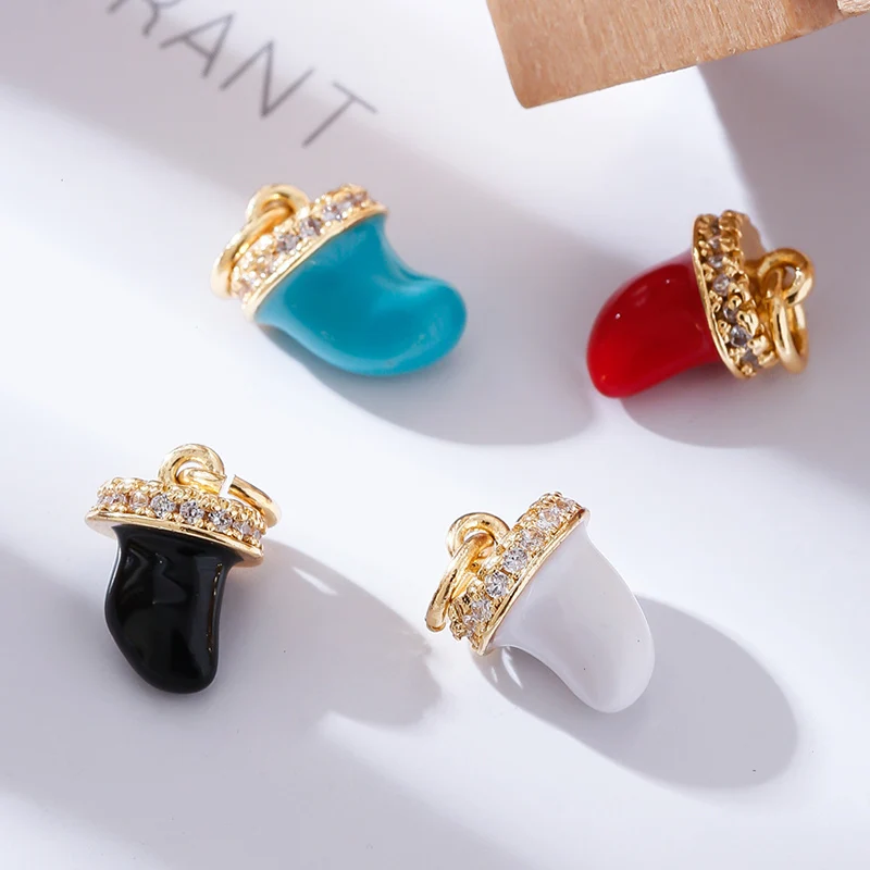 

9x13mm Cute Brass Crystal Little Pepper Red Blue Plant Charm Pendant Female Handmade DIY Necklace Earrings Jewelry Accessories