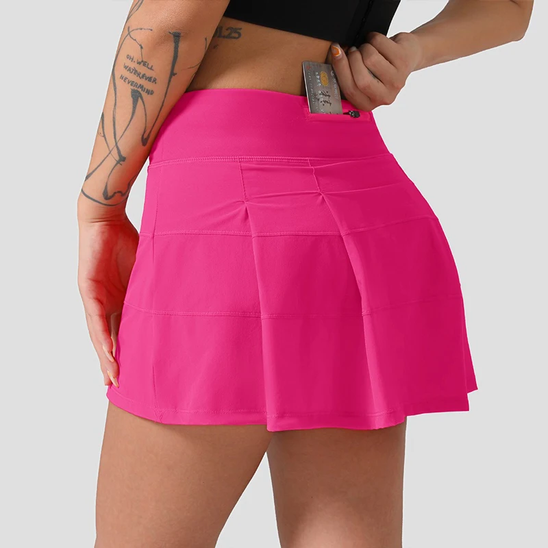Pace Rival Mid-Rise Skirt Women Tennis Sport Fitness Active Pleated Skort High Waist Yoga Athletic Gym Summer Short Mini Skirt