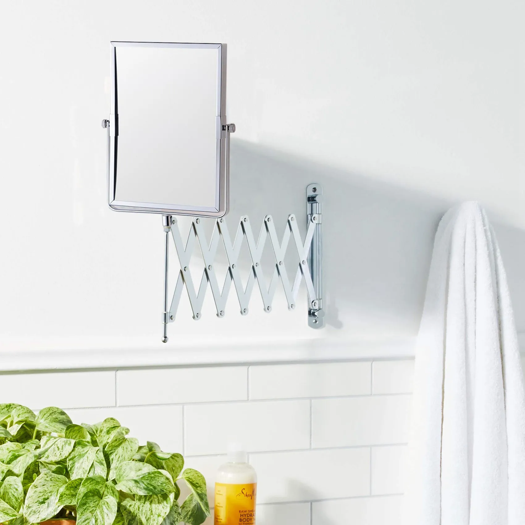 

8.3-Inch Two-Sided Swivel Wall Mount Mirror With 3X Magnification 30-Inch Extension Adjustable Bathroom Mirror