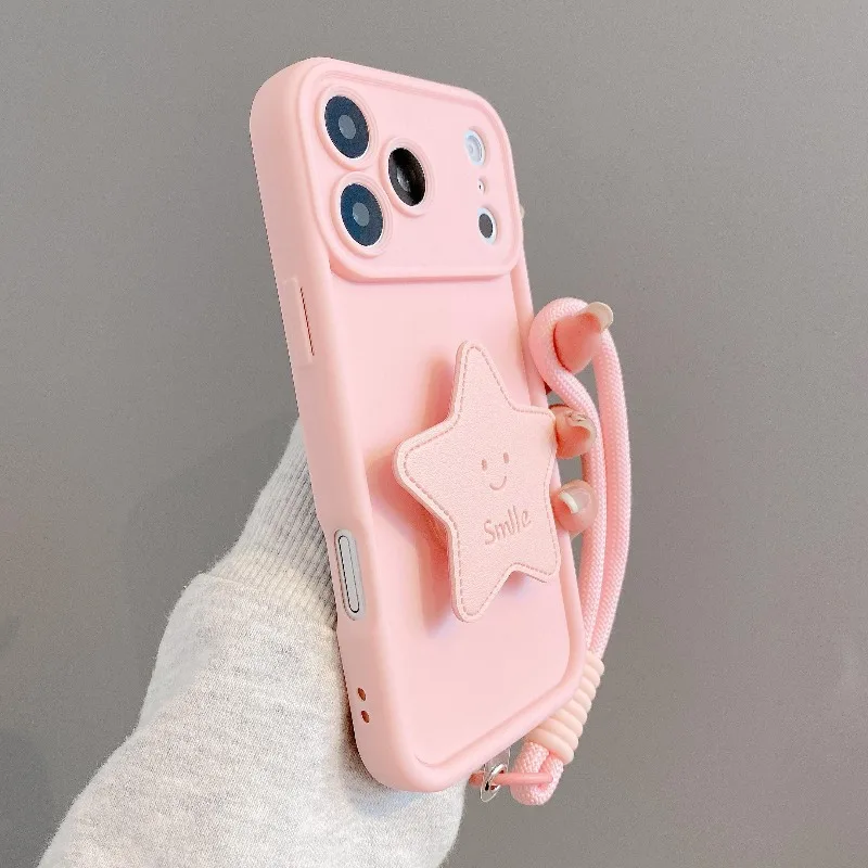 Фото Милый мягкий чехол для телефона с изображением звезды для iPhone 17 Pro Max 16 15 14 13 12 11 Pro 16E 17E Air X XR XS 7 8 Plus с ремешком, ударопрочный чехол. №5